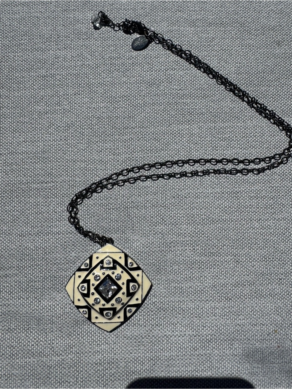 White House Black Market Ivory and Black Pendant Necklace